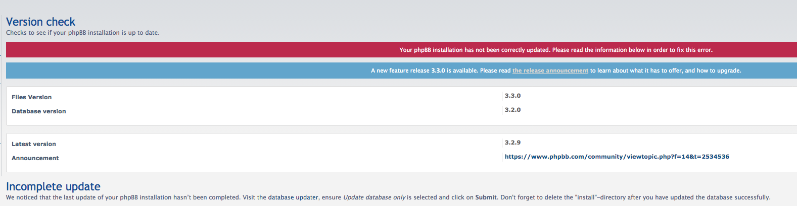 phpBB • Upgrade from 3.2.0 to 3.3.0